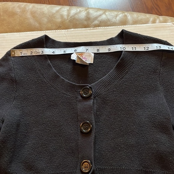 Oh Baby-size S-Black 3 button net 3/4 sleeve cardigan with ribbed trim - Picture 7 of 10